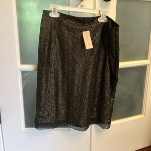 Ann Taylor Black and Gold Pencil Skirt 8P